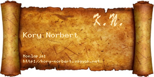 Kory Norbert névjegykártya