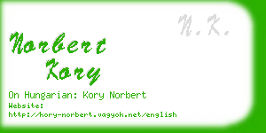 norbert kory business card